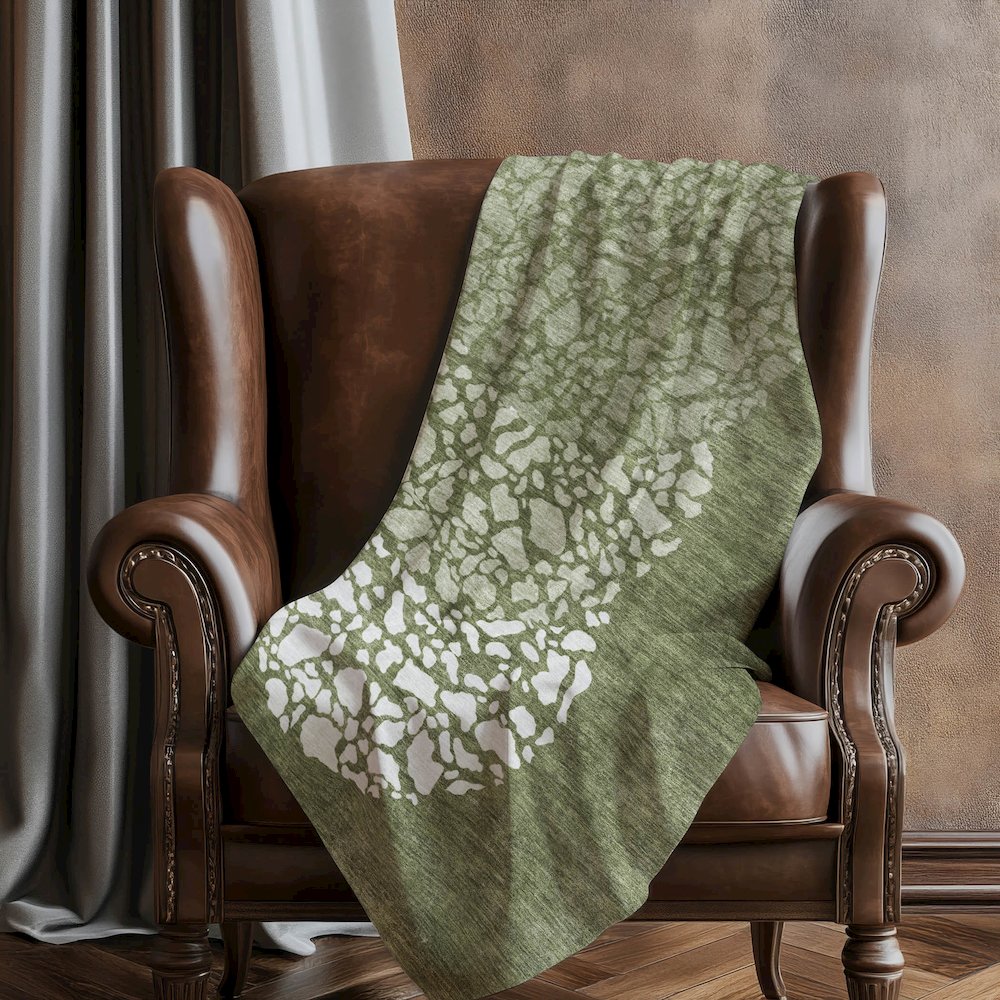 Premium Machine Washable ASB643 Olive 50" x 70" Sherpa Throw Blanket. Picture 5
