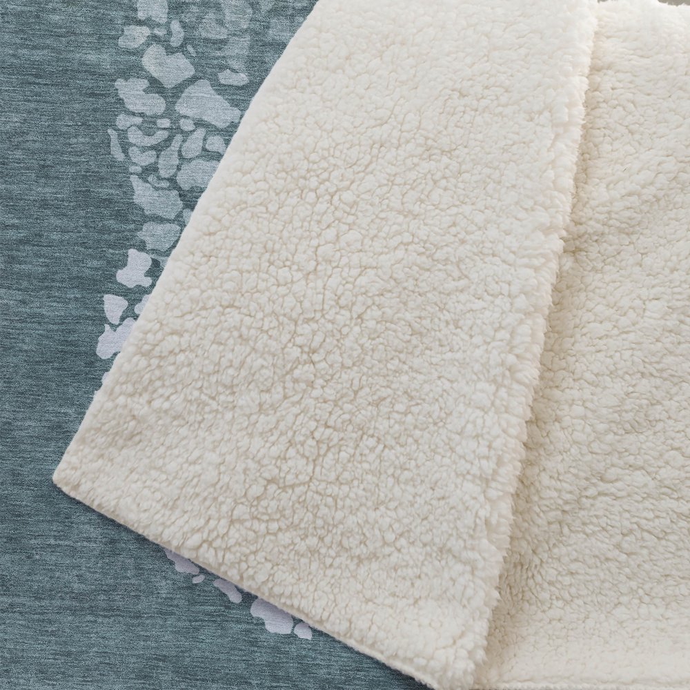 Premium Machine Washable ASB643 Teal 50" x 70" Sherpa Throw Blanket. Picture 2