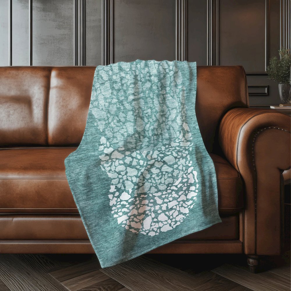 Premium Machine Washable ASB643 Teal 50" x 70" Sherpa Throw Blanket. Picture 4