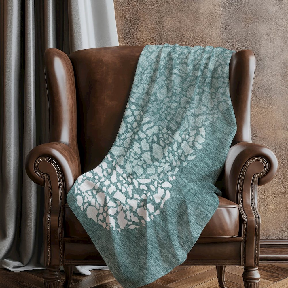 Premium Machine Washable ASB643 Teal 50" x 70" Sherpa Throw Blanket. Picture 5