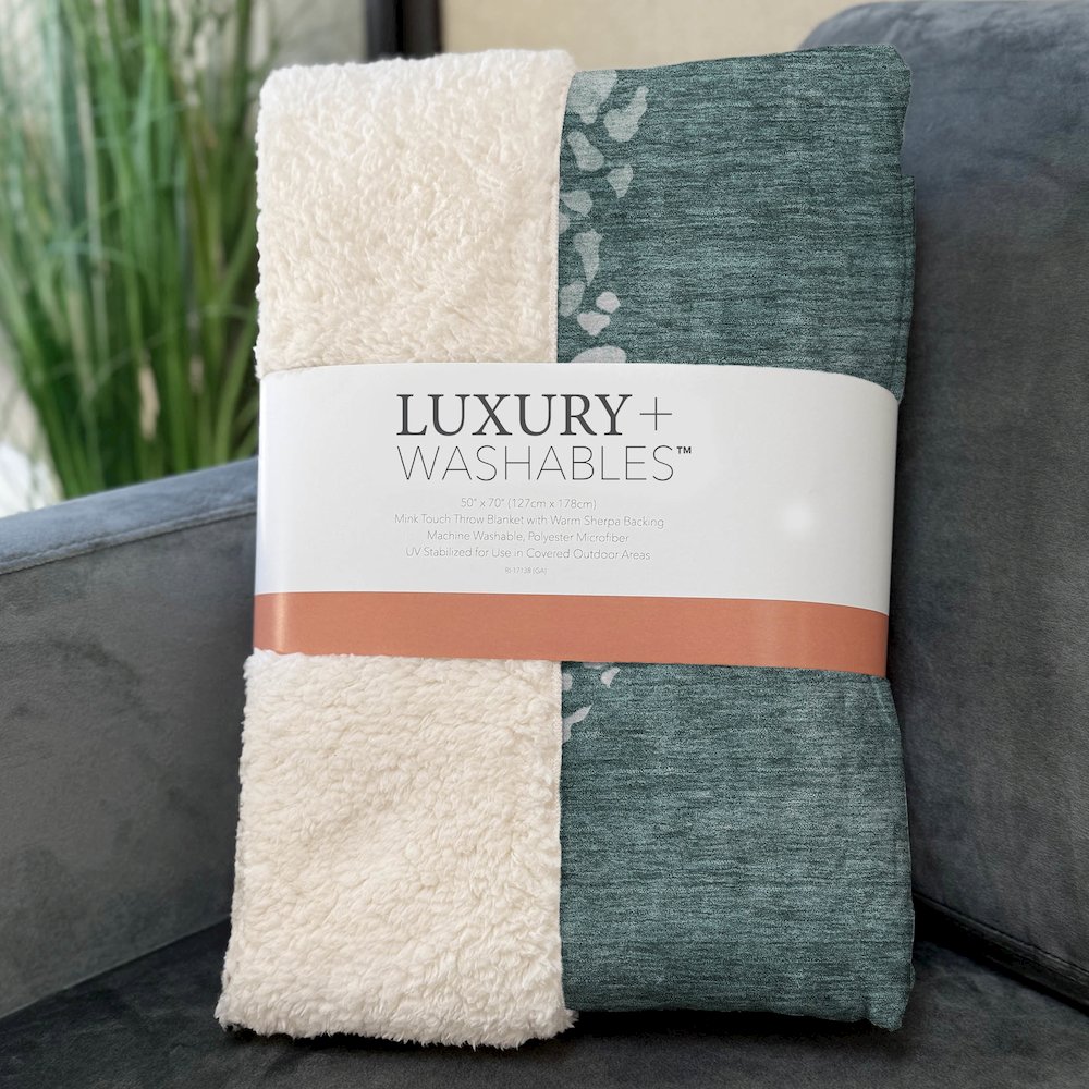 Premium Machine Washable ASB643 Teal 50" x 70" Sherpa Throw Blanket. Picture 3
