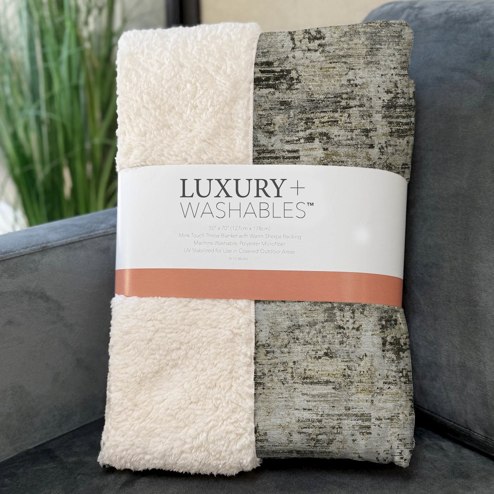 Premium Machine Washable ASB644 Taupe 50" x 70" Sherpa Throw Blanket. Picture 3