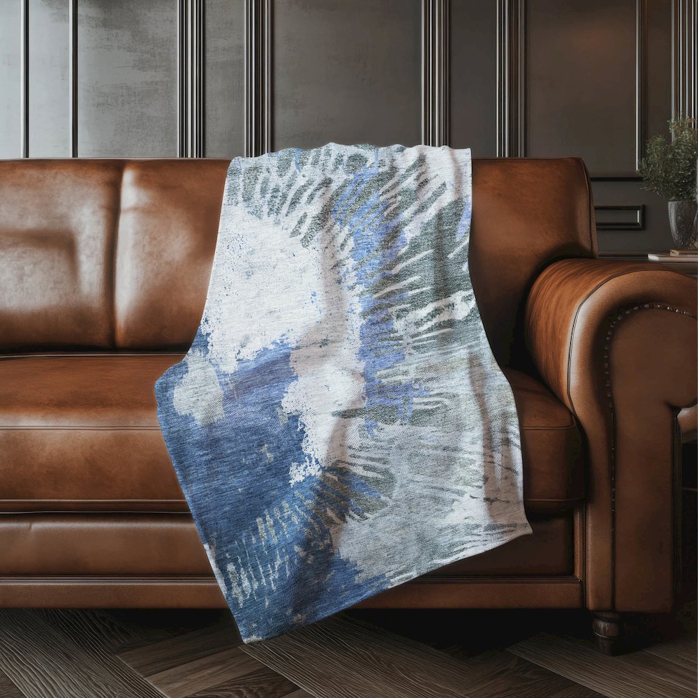 Premium Machine Washable ASB645 Blue 50" x 70" Sherpa Throw Blanket. Picture 4