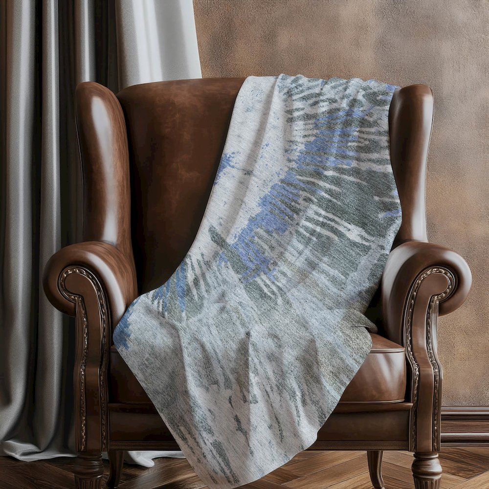 Premium Machine Washable ASB645 Blue 50" x 70" Sherpa Throw Blanket. Picture 5