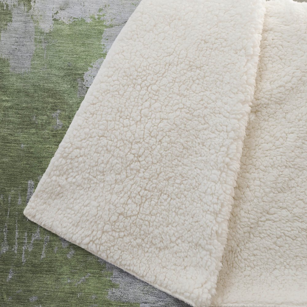 Premium Machine Washable ASB645 Olive 50" x 70" Sherpa Throw Blanket. Picture 2