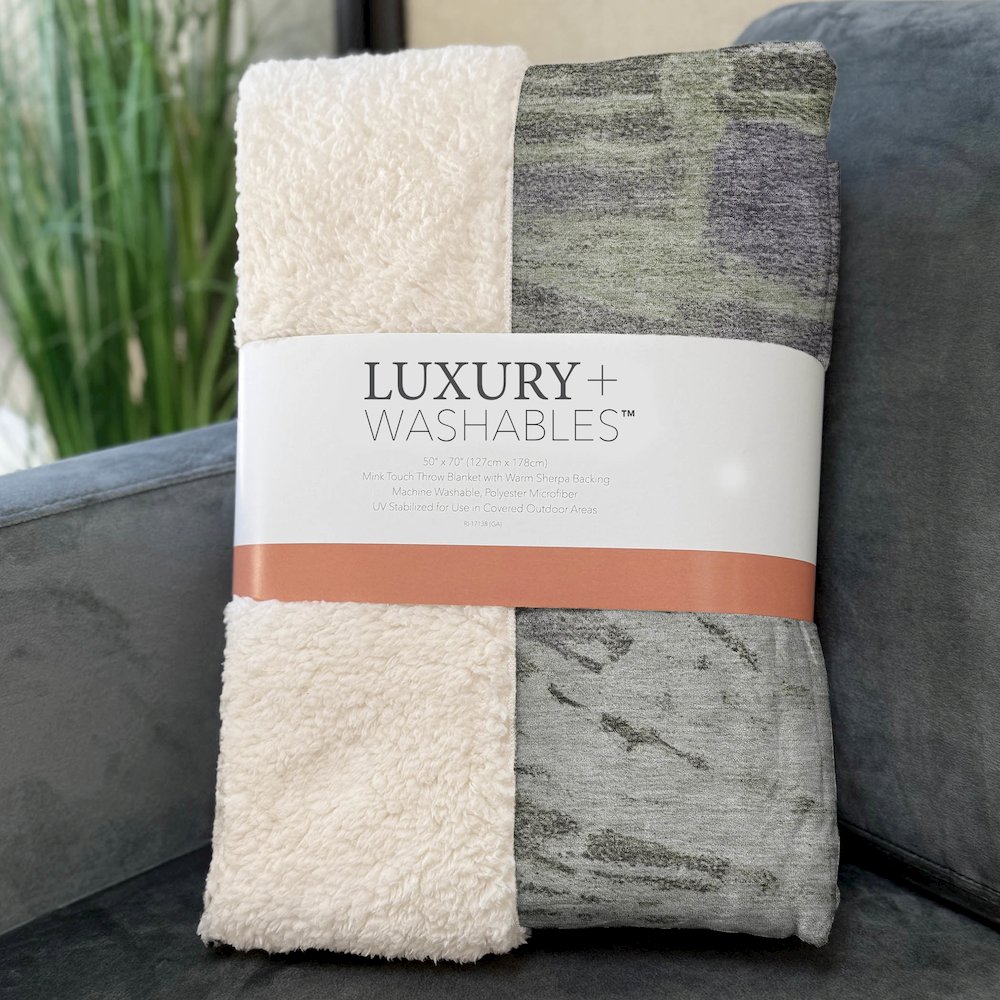 Premium Machine Washable ASB645 Olive 50" x 70" Sherpa Throw Blanket. Picture 3