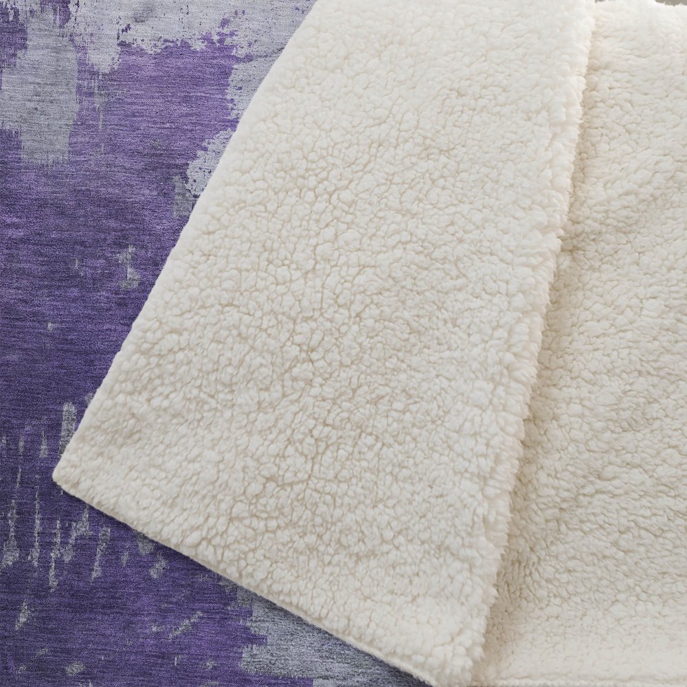 Premium Machine Washable ASB645 Purple 50" x 70" Sherpa Throw Blanket. Picture 2