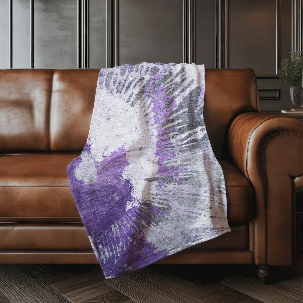 Premium Machine Washable ASB645 Purple 50" x 70" Sherpa Throw Blanket. Picture 4