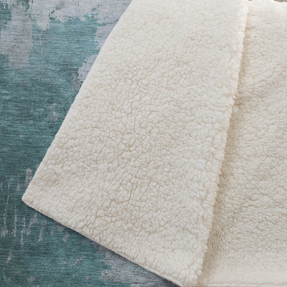 Premium Machine Washable ASB645 Teal 50" x 70" Sherpa Throw Blanket. Picture 2