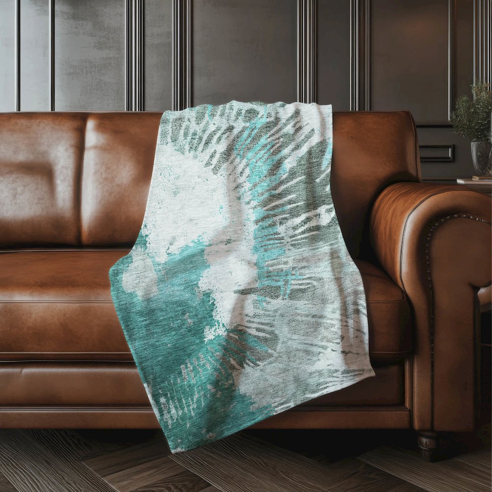 Premium Machine Washable ASB645 Teal 50" x 70" Sherpa Throw Blanket. Picture 4