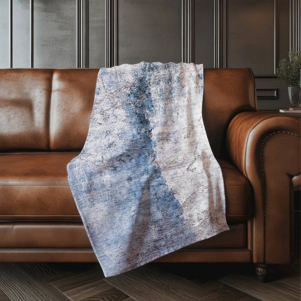 Premium Machine Washable ASB646 Blue 50" x 70" Sherpa Throw Blanket. Picture 4