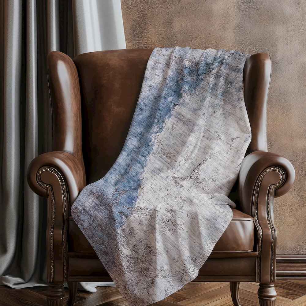 Premium Machine Washable ASB646 Blue 50" x 70" Sherpa Throw Blanket. Picture 5