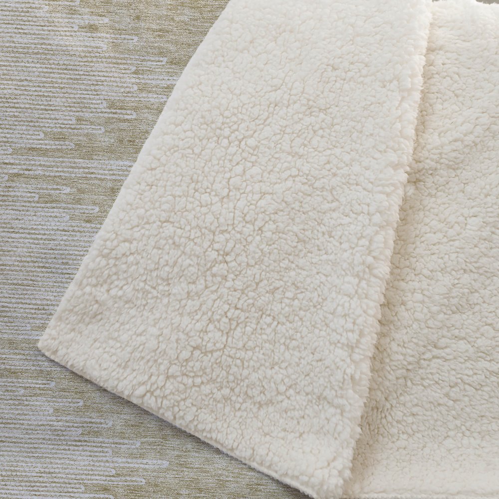 Premium Machine Washable ASB647 Beige 50" x 70" Sherpa Throw Blanket. Picture 2