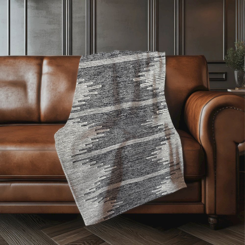Premium Machine Washable ASB647 Charcoal 50" x 70" Sherpa Throw Blanket. Picture 4