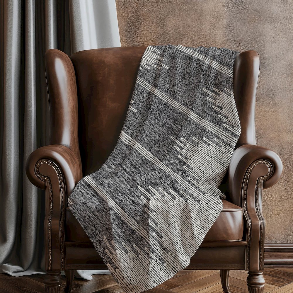 Premium Machine Washable ASB647 Charcoal 50" x 70" Sherpa Throw Blanket. Picture 5