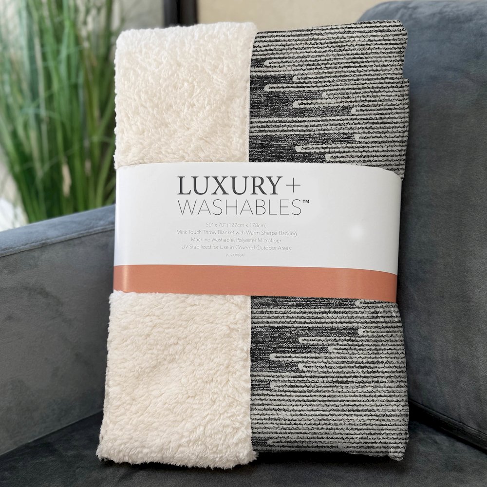 Premium Machine Washable ASB647 Charcoal 50" x 70" Sherpa Throw Blanket. Picture 3