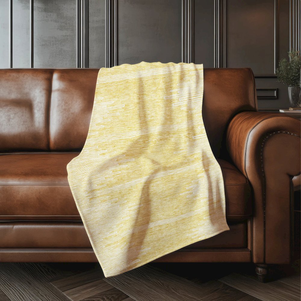 Premium Machine Washable ASB647 Gold 50" x 70" Sherpa Throw Blanket. Picture 4