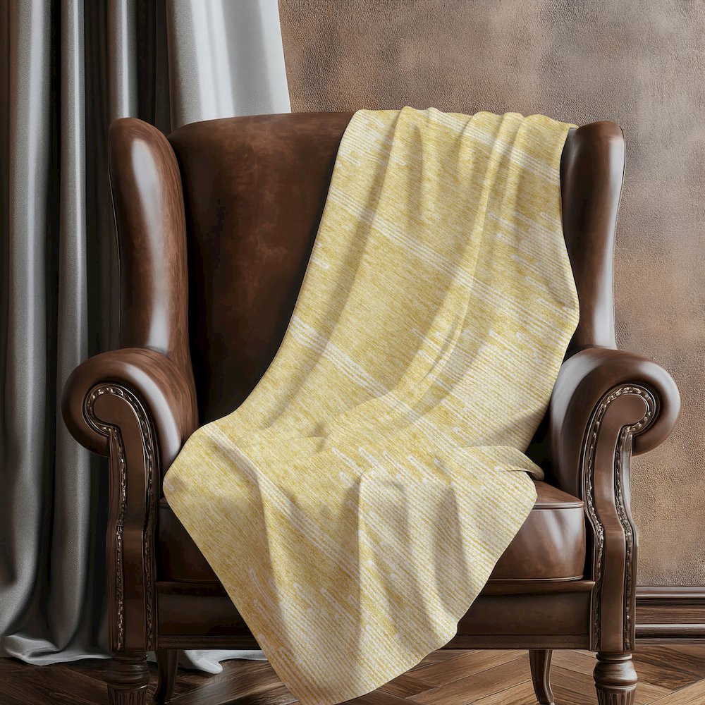 Premium Machine Washable ASB647 Gold 50" x 70" Sherpa Throw Blanket. Picture 5