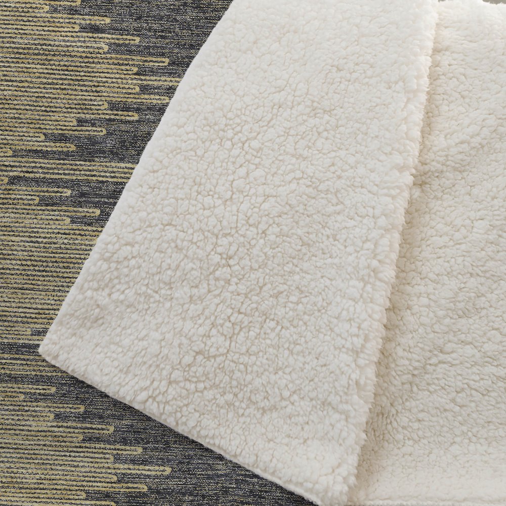 Premium Machine Washable ASB647 Graphite 50" x 70" Sherpa Throw Blanket. Picture 2