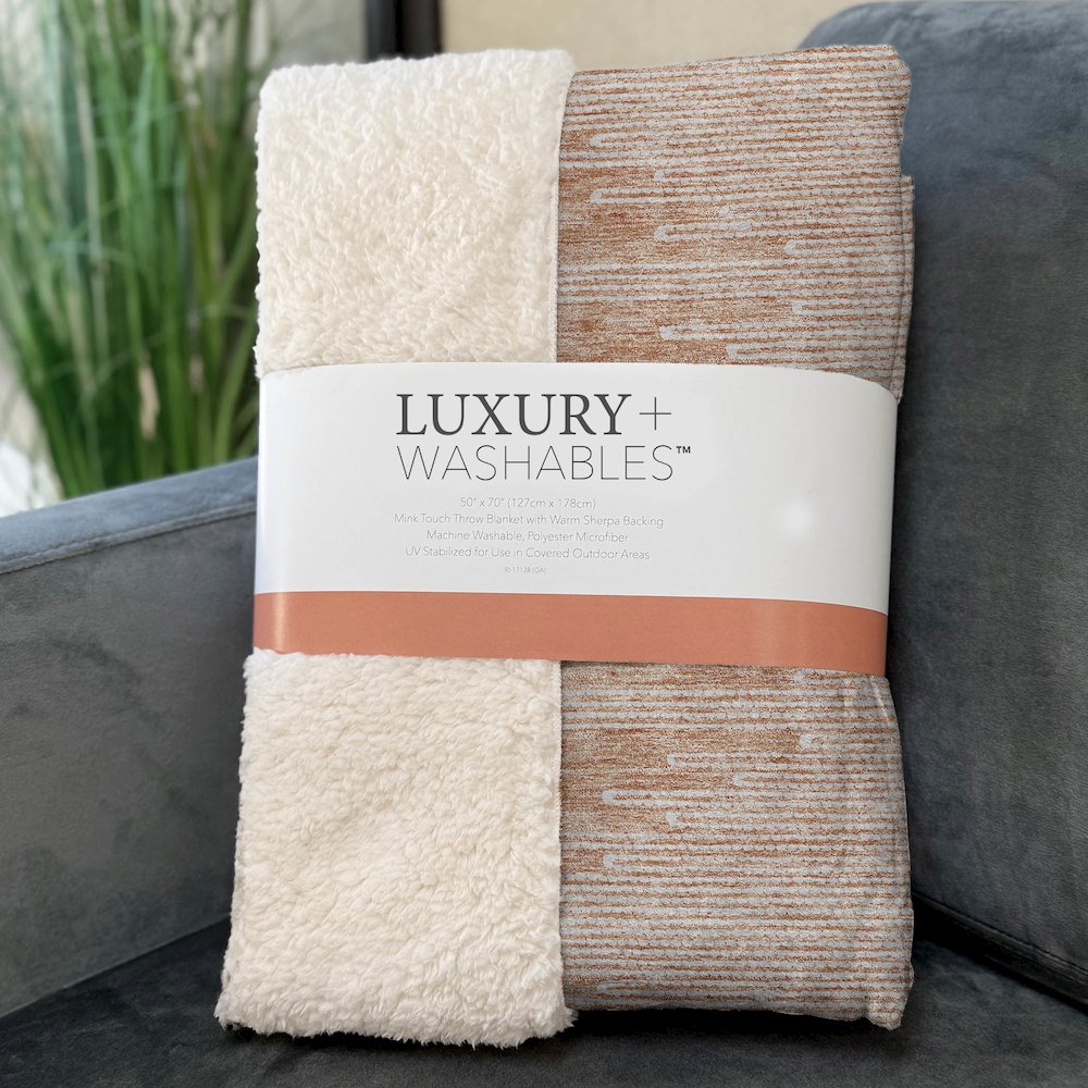 Premium Machine Washable ASB647 Salmon 50" x 70" Sherpa Throw Blanket. Picture 3