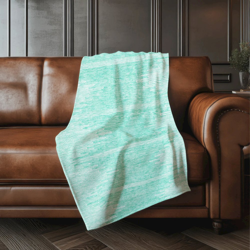 Premium Machine Washable ASB647 Teal 50" x 70" Sherpa Throw Blanket. Picture 4