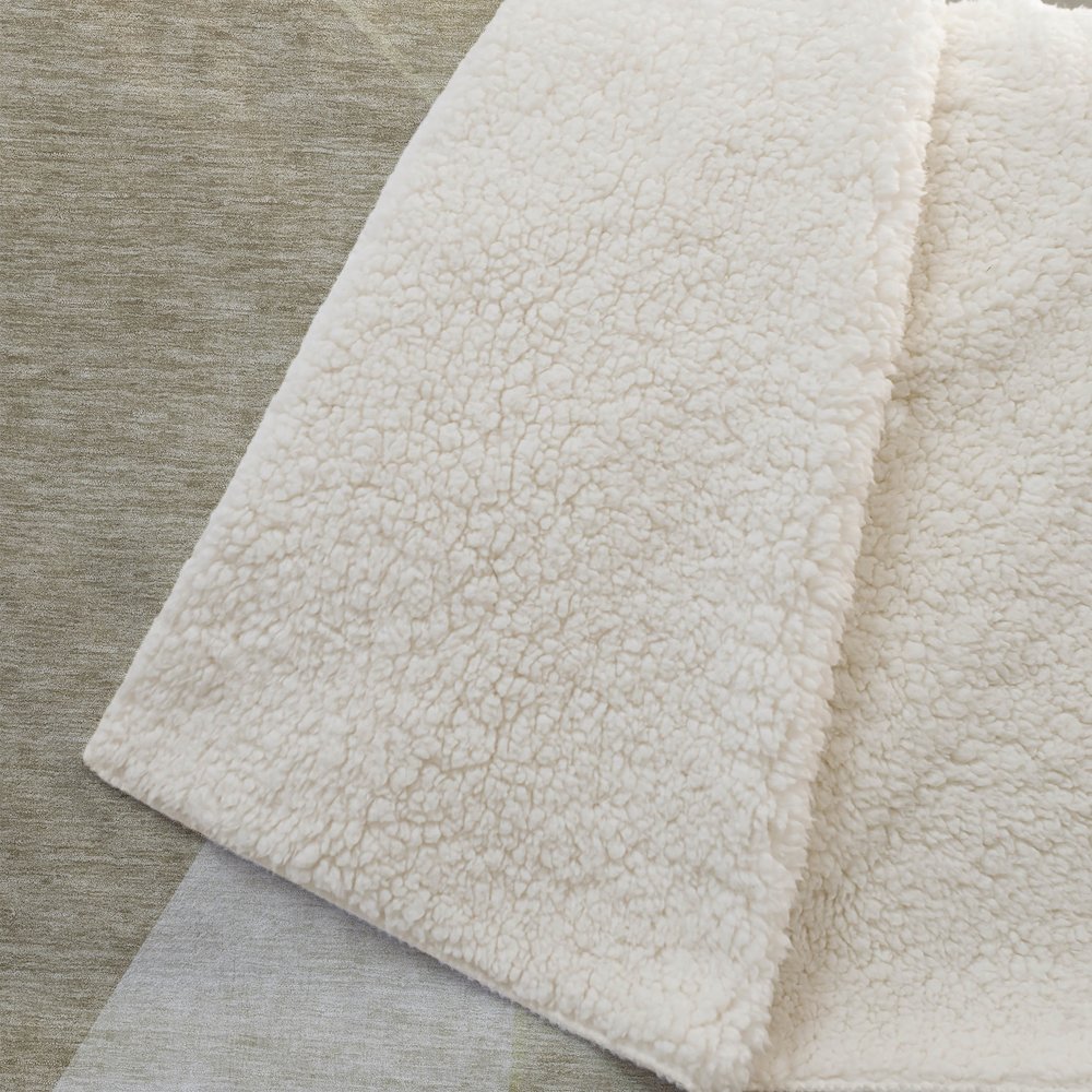 Premium Machine Washable ASB648 Beige 50" x 70" Sherpa Throw Blanket. Picture 2