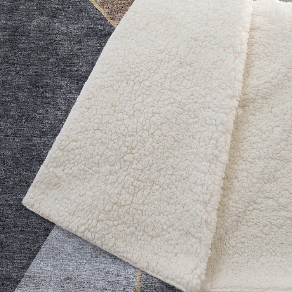 Premium Machine Washable ASB648 Charcoal 50" x 70" Sherpa Throw Blanket. Picture 2