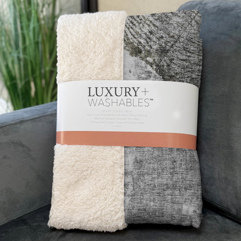 Premium Machine Washable ASB649 Gray 50" x 70" Sherpa Throw Blanket. Picture 3