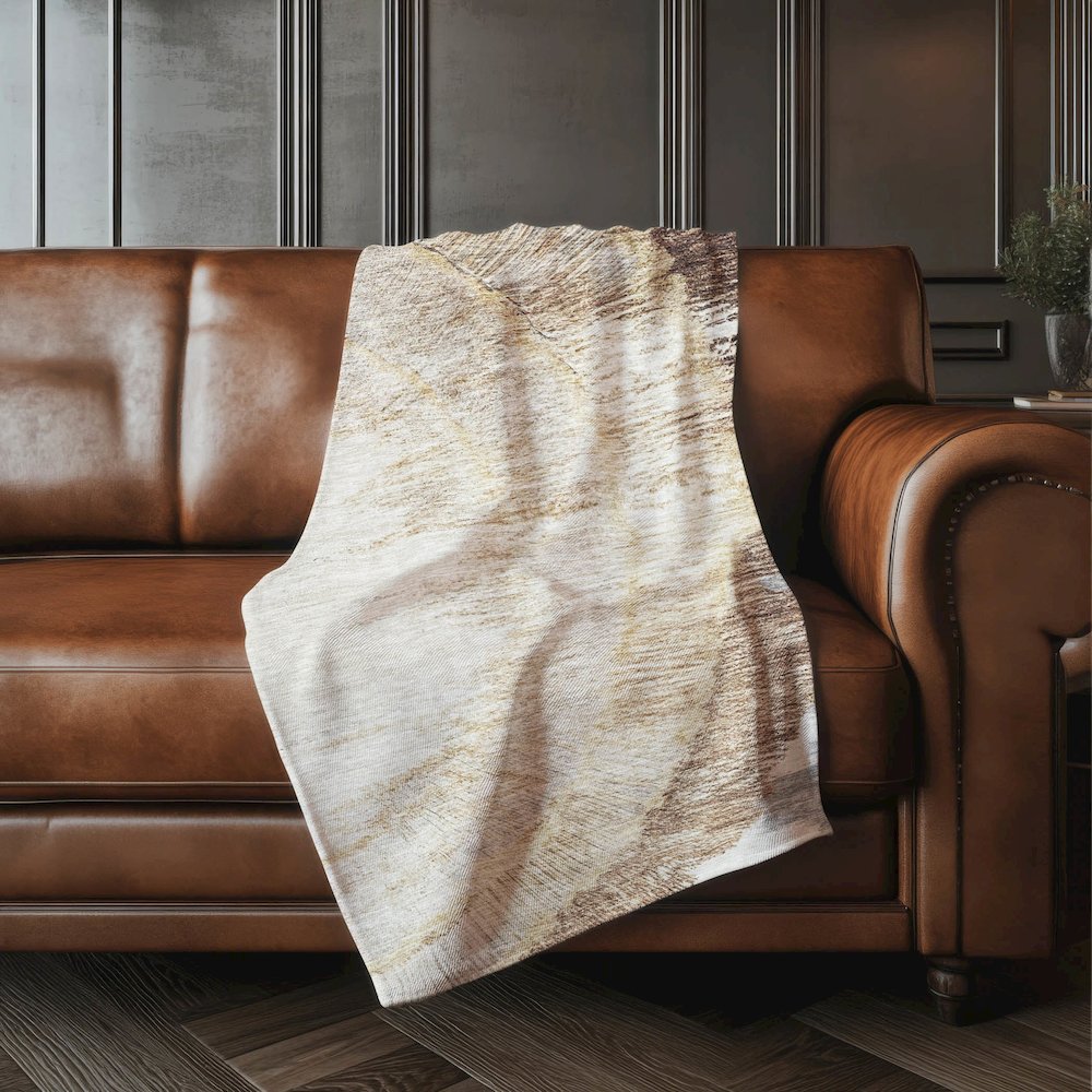 Premium Machine Washable ASB650 Brown 50" x 70" Sherpa Throw Blanket. Picture 4