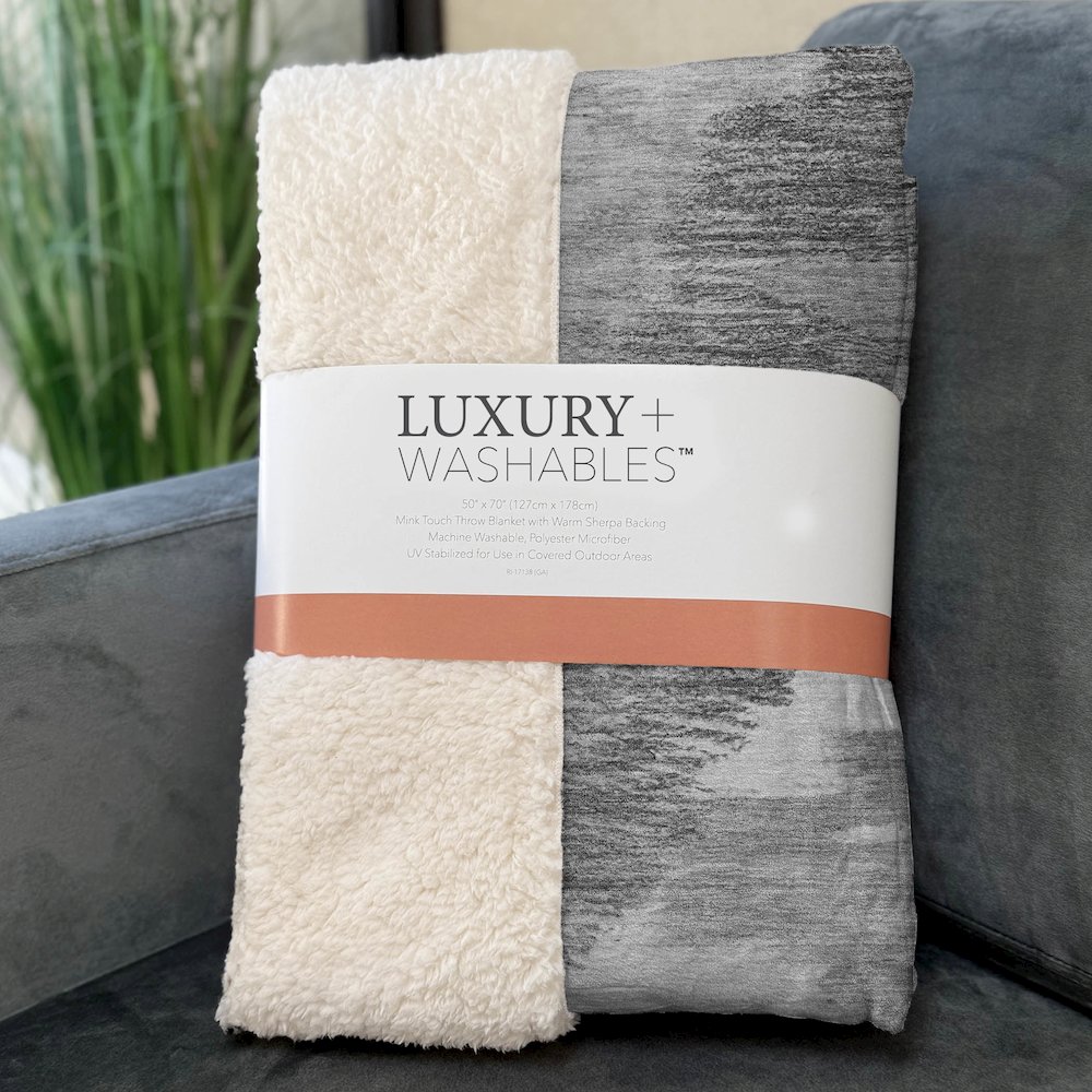 Premium Machine Washable ASB650 Gray 50" x 70" Sherpa Throw Blanket. Picture 3