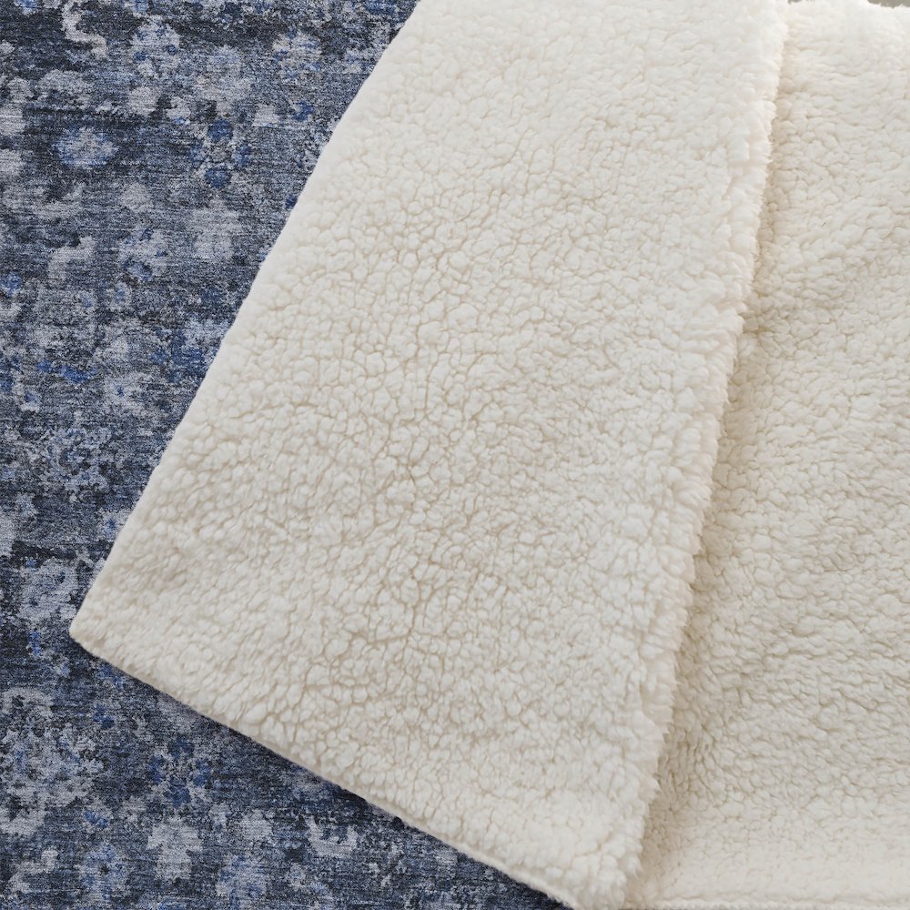 Premium Machine Washable ASB651 Blue 50" x 70" Sherpa Throw Blanket. Picture 2