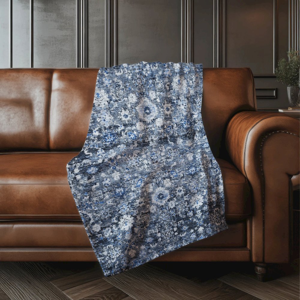 Premium Machine Washable ASB651 Blue 50" x 70" Sherpa Throw Blanket. Picture 4