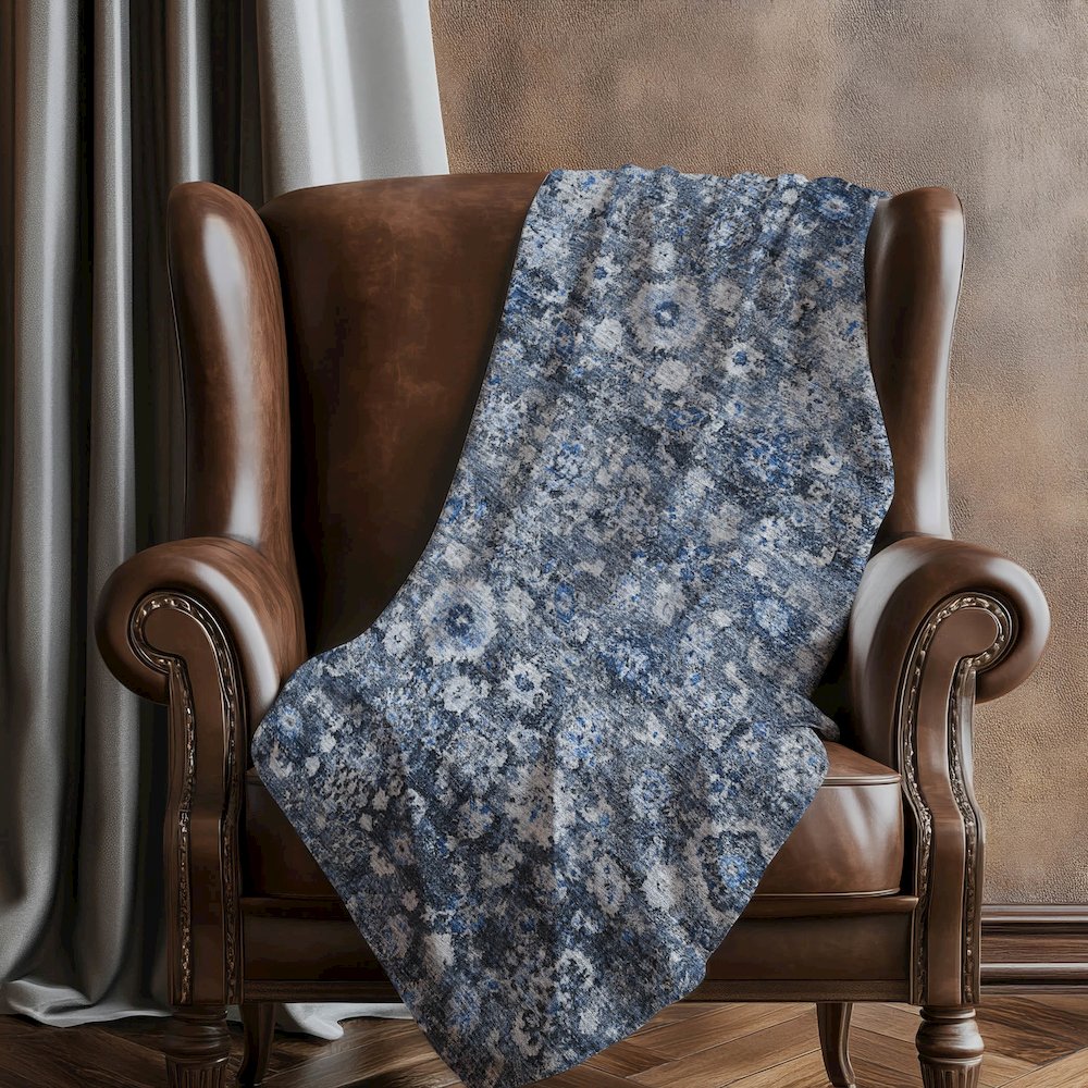 Premium Machine Washable ASB651 Blue 50" x 70" Sherpa Throw Blanket. Picture 5