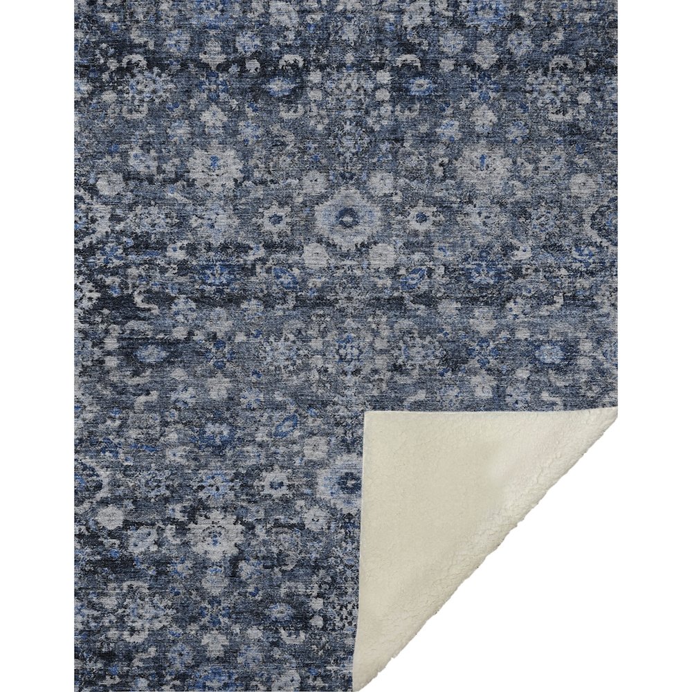 Premium Machine Washable ASB651 Blue 50" x 70" Sherpa Throw Blanket. Picture 1