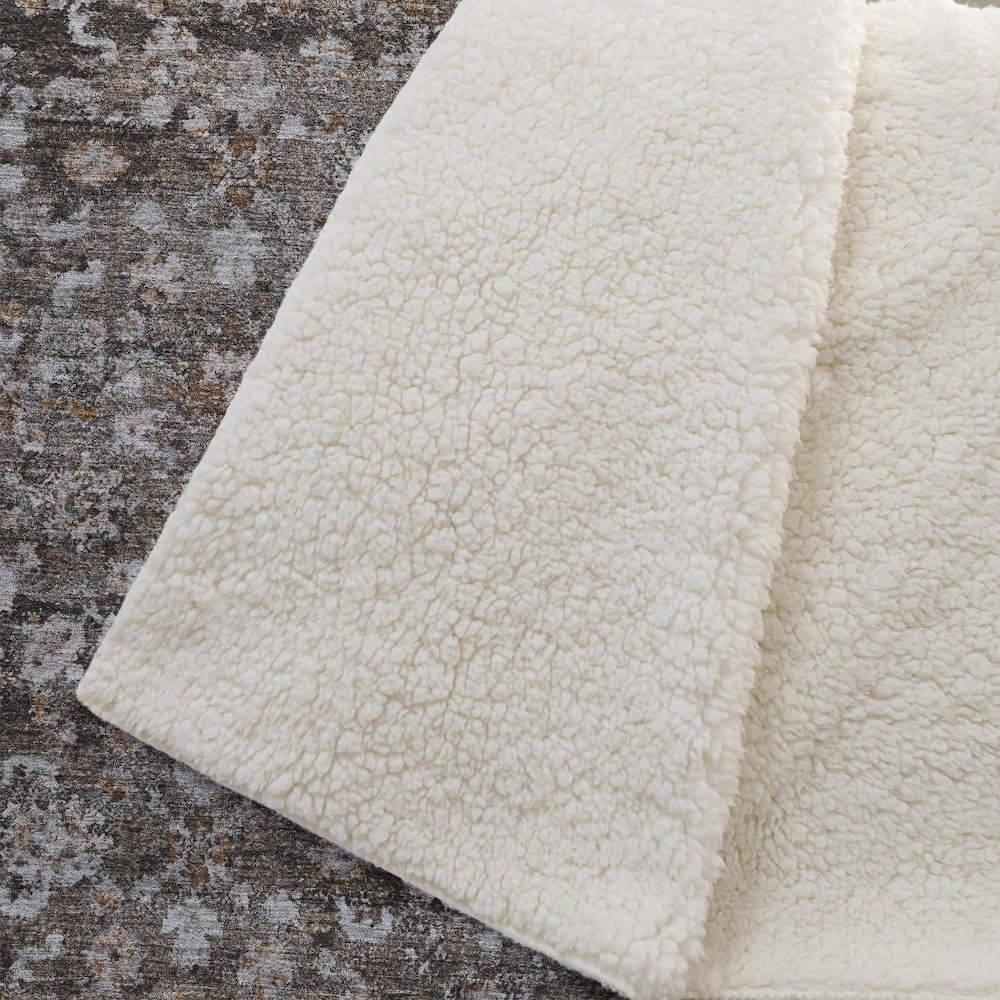 Premium Machine Washable ASB651 Fudge 50" x 70" Sherpa Throw Blanket. Picture 2