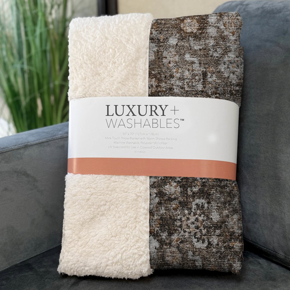 Premium Machine Washable ASB651 Fudge 50" x 70" Sherpa Throw Blanket. Picture 3