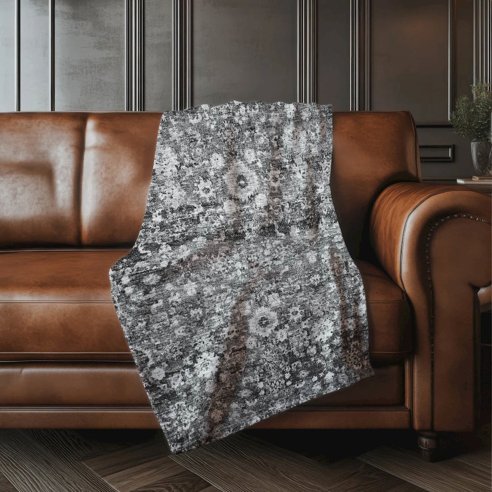 Premium Machine Washable ASB651 Gray 50" x 70" Sherpa Throw Blanket. Picture 4
