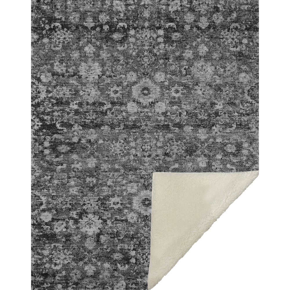 Premium Machine Washable ASB651 Gray 50" x 70" Sherpa Throw Blanket. Picture 1