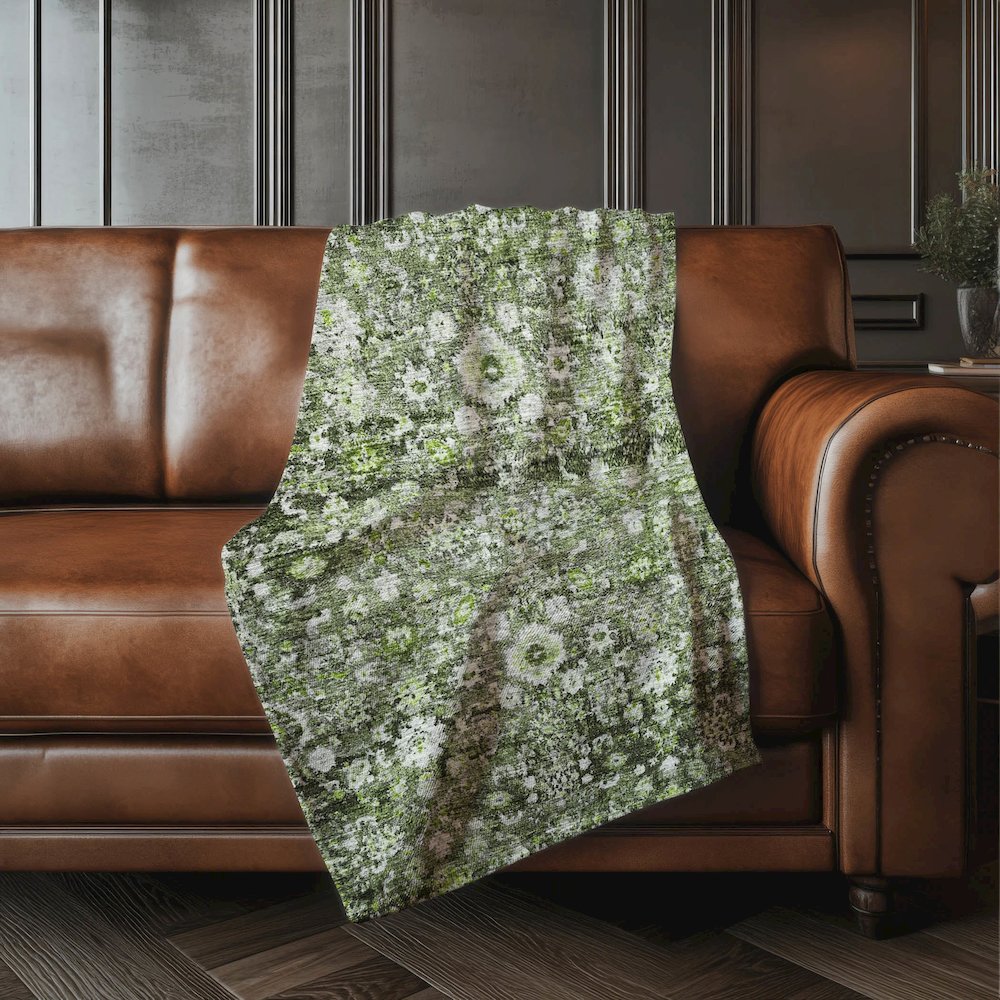 Premium Machine Washable ASB651 Green 50" x 70" Sherpa Throw Blanket. Picture 4