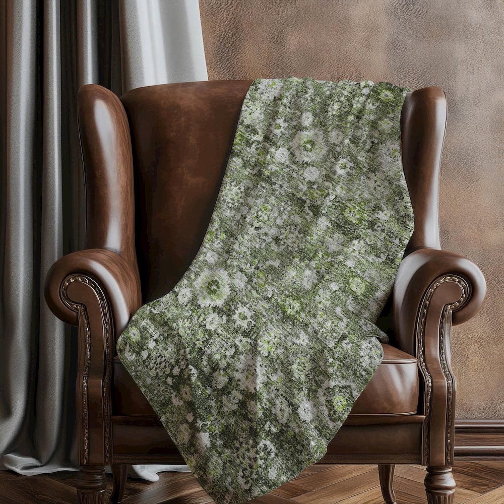 Premium Machine Washable ASB651 Green 50" x 70" Sherpa Throw Blanket. Picture 5