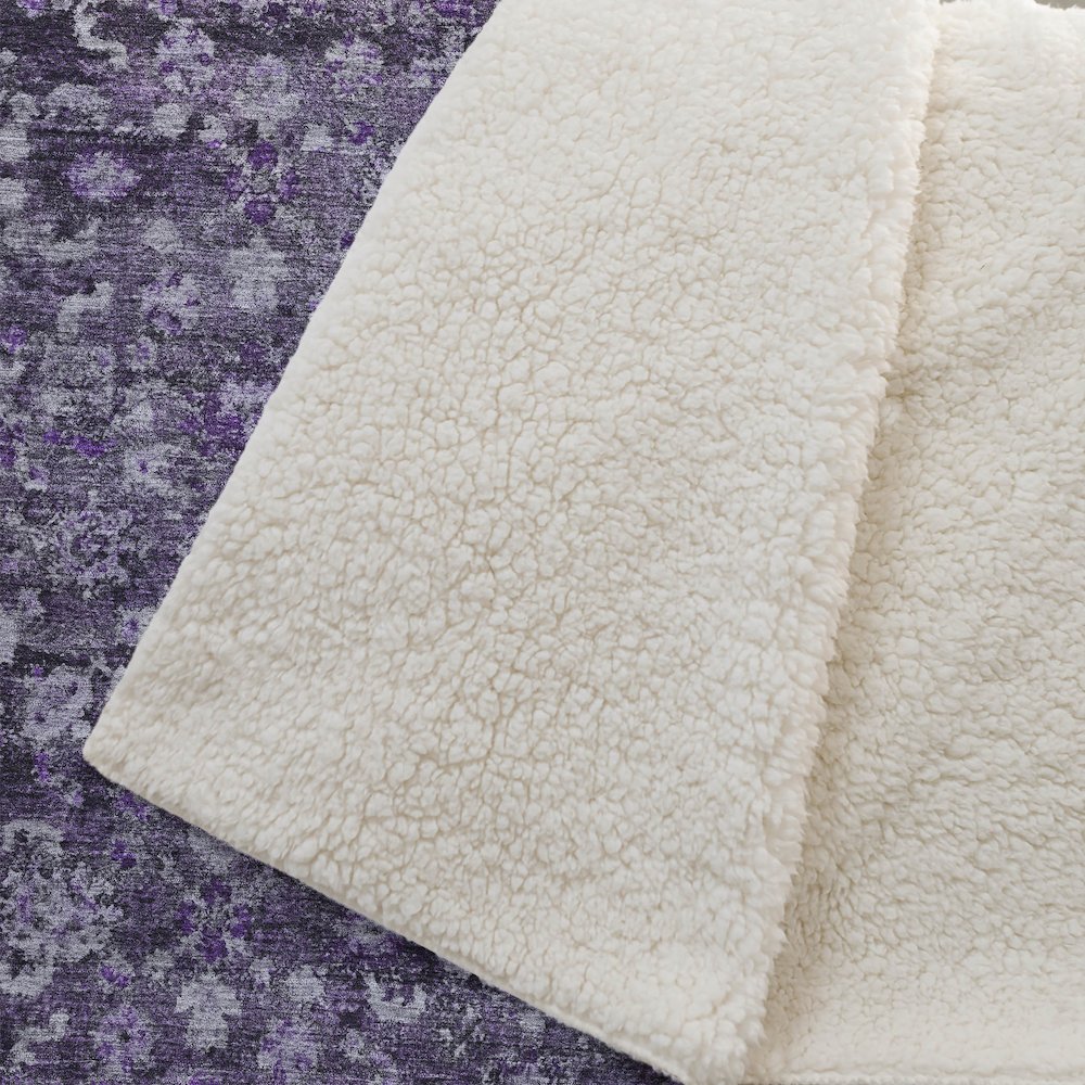 Premium Machine Washable ASB651 Purple 50" x 70" Sherpa Throw Blanket. Picture 2