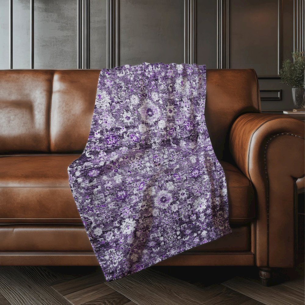 Premium Machine Washable ASB651 Purple 50" x 70" Sherpa Throw Blanket. Picture 4