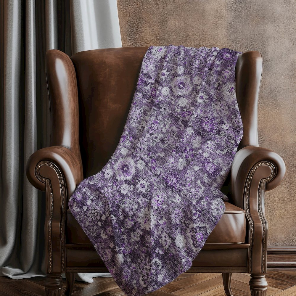 Premium Machine Washable ASB651 Purple 50" x 70" Sherpa Throw Blanket. Picture 5