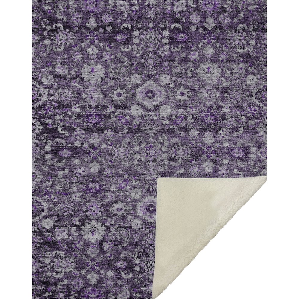 Premium Machine Washable ASB651 Purple 50" x 70" Sherpa Throw Blanket. Picture 1