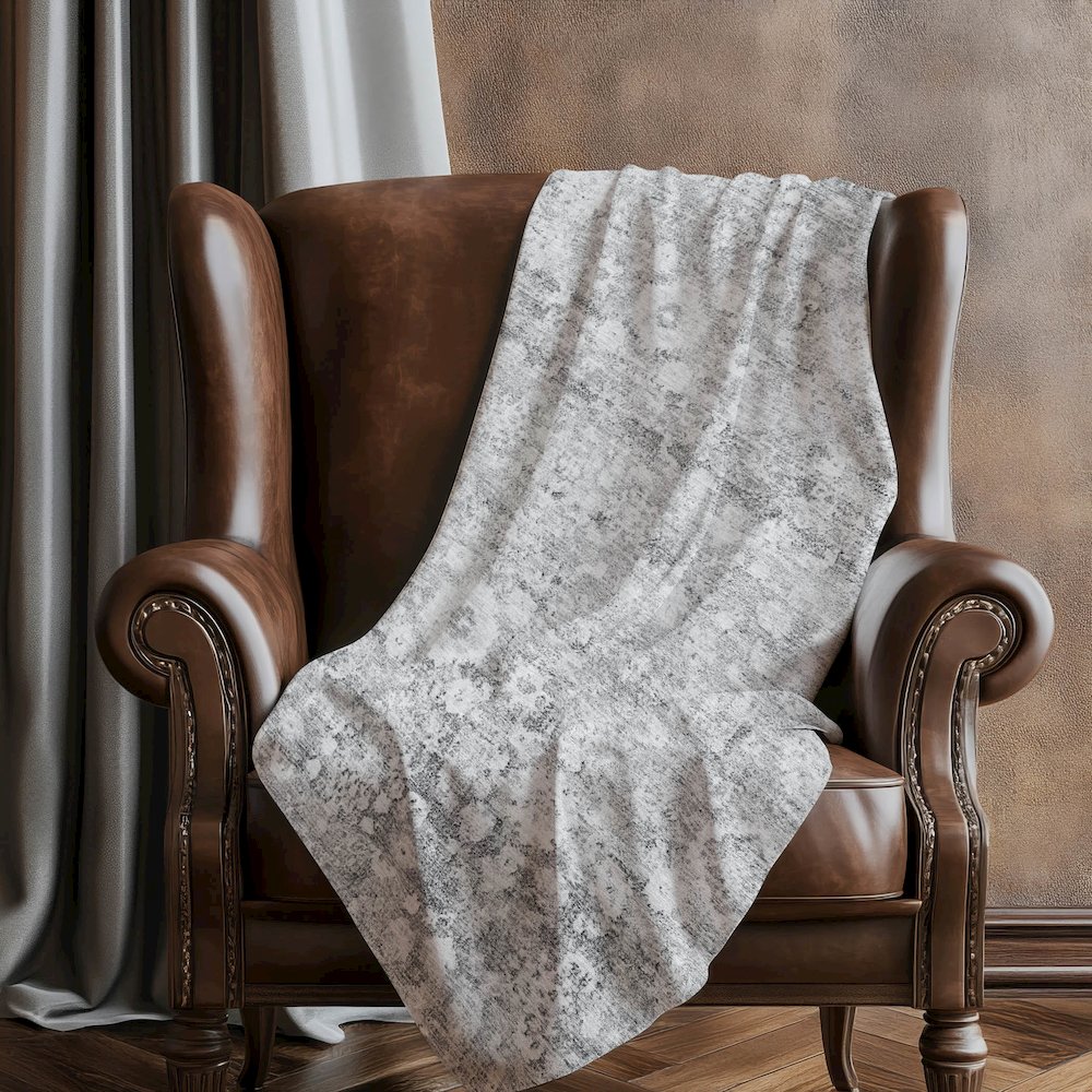 Premium Machine Washable ASB651 Silver 50" x 70" Sherpa Throw Blanket. Picture 5