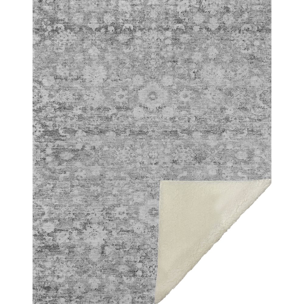 Premium Machine Washable ASB651 Silver 50" x 70" Sherpa Throw Blanket. Picture 1