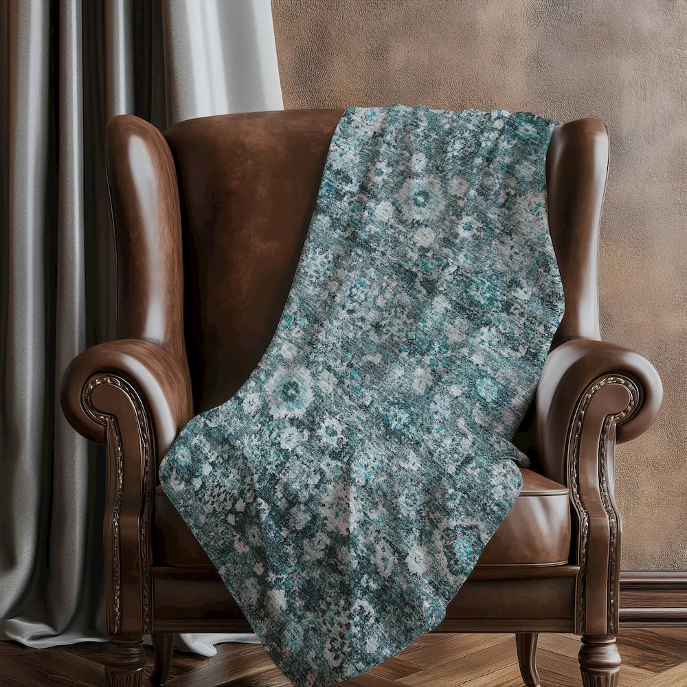 Premium Machine Washable ASB651 Teal 50" x 70" Sherpa Throw Blanket. Picture 5
