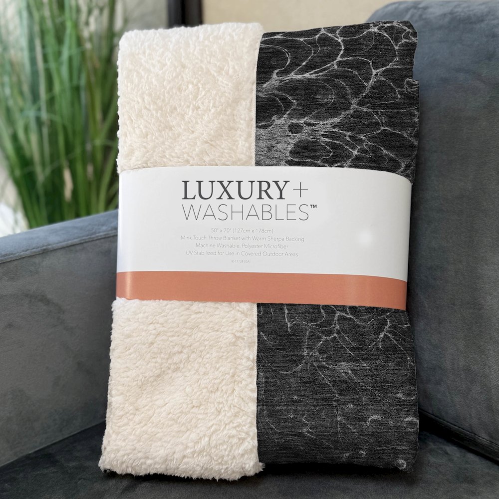 Premium Machine Washable ASB652 Charcoal 50" x 70" Sherpa Throw Blanket. Picture 3