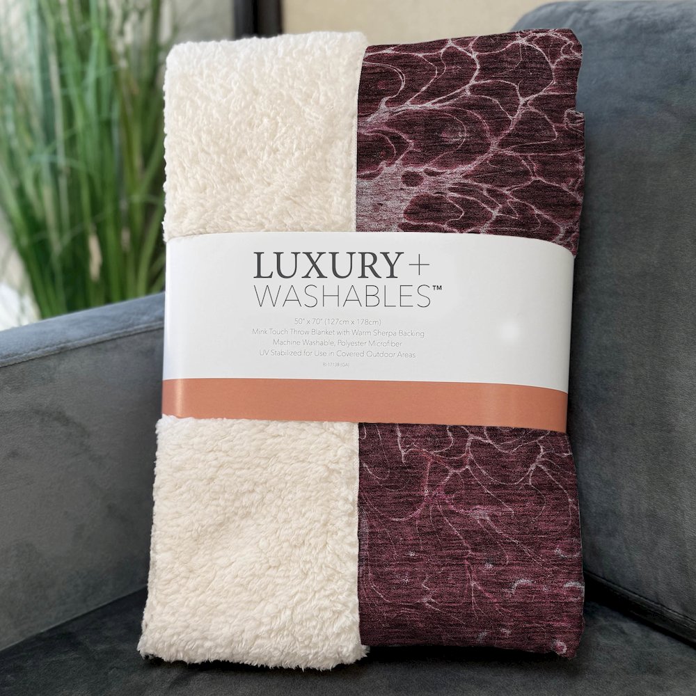 Premium Machine Washable ASB652 Merlot 50" x 70" Sherpa Throw Blanket. Picture 3