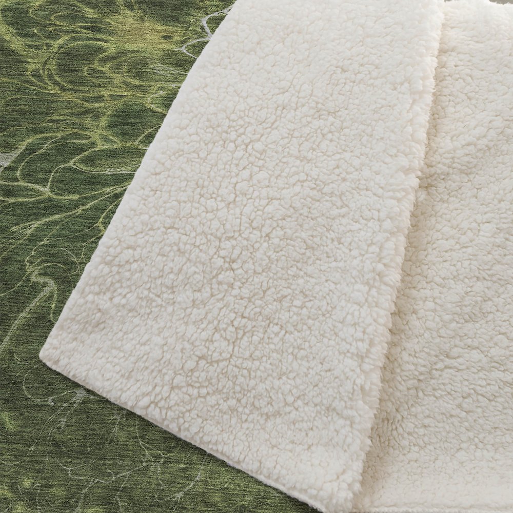 Premium Machine Washable ASB652 Olive 50" x 70" Sherpa Throw Blanket. Picture 2